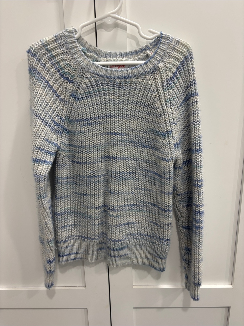 Cat & Jack Marled Knit Crewneck Sweater - Light Blue & White
